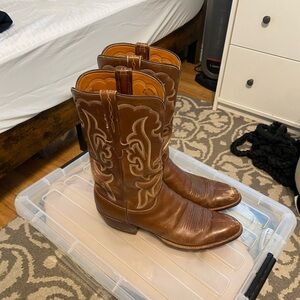 Lucchese Tan Leather Cowboy Boots